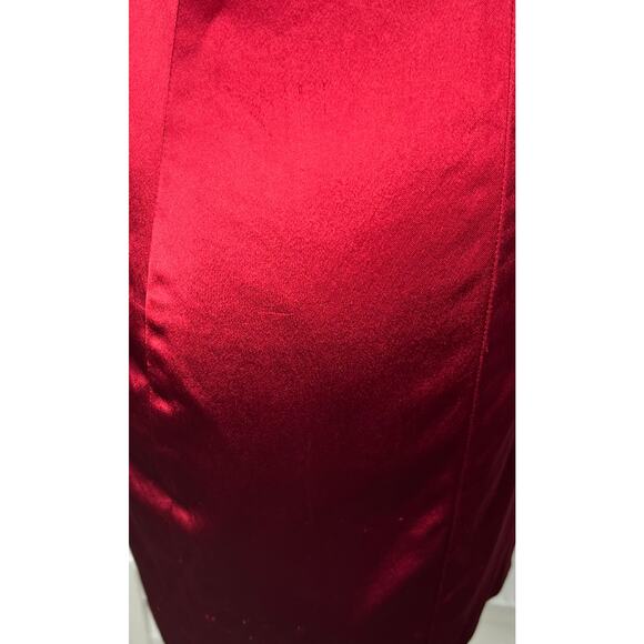 Bebe Red Satin Strapless Cocktail Dress - Picture 5 of 9